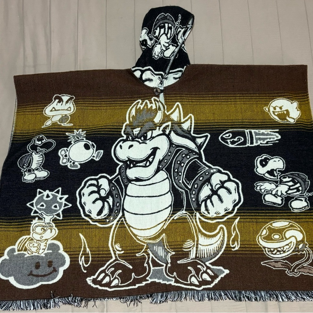 Kids Brown and Black Character Poncho